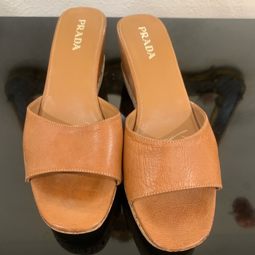 prada wedges slightly worn but still in good condition